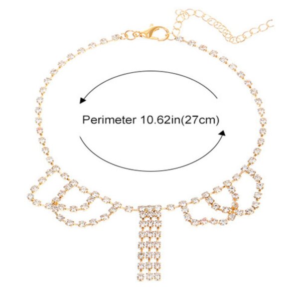 3/$35 Silver Plated Copper Rhinestone Anklet Ankle Foot Bracelet Black Diamond - Picture 4 of 5